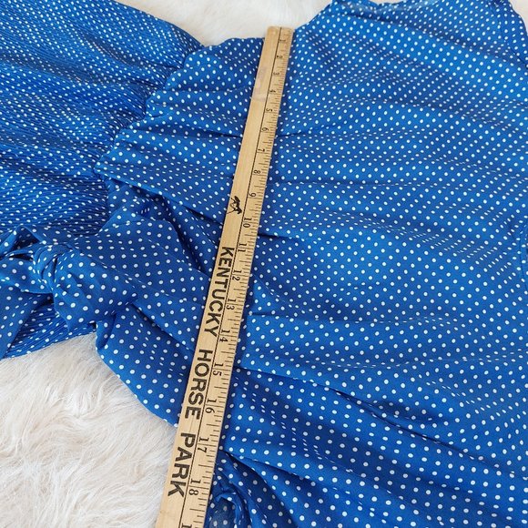 Zara Women's Blue White Dots Short Sleeves Bow Belted Jumpsuit Size: M - Picture 4 of 10